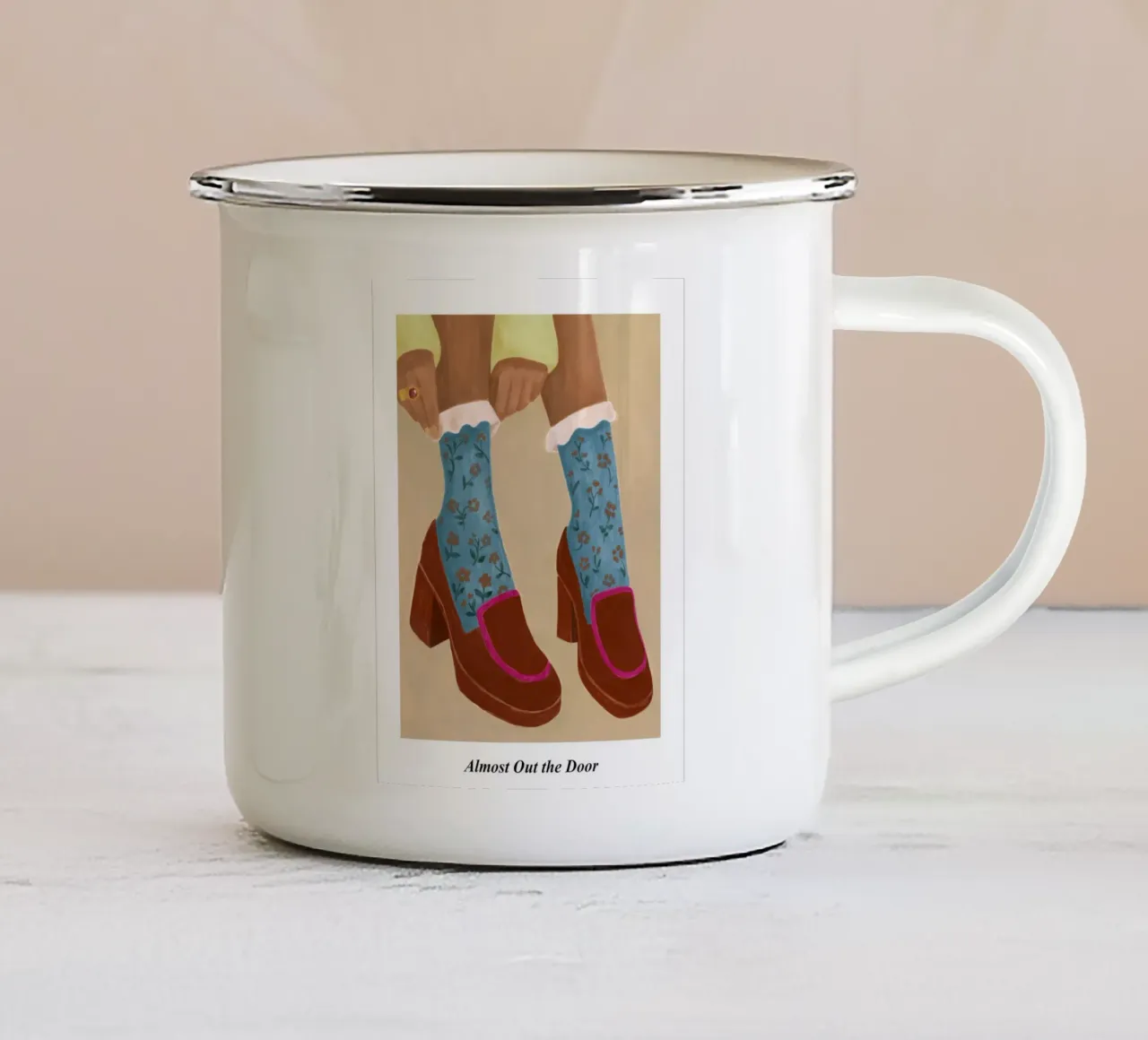 Quasi fuori dalla porta tazza in smalto da janna shop
