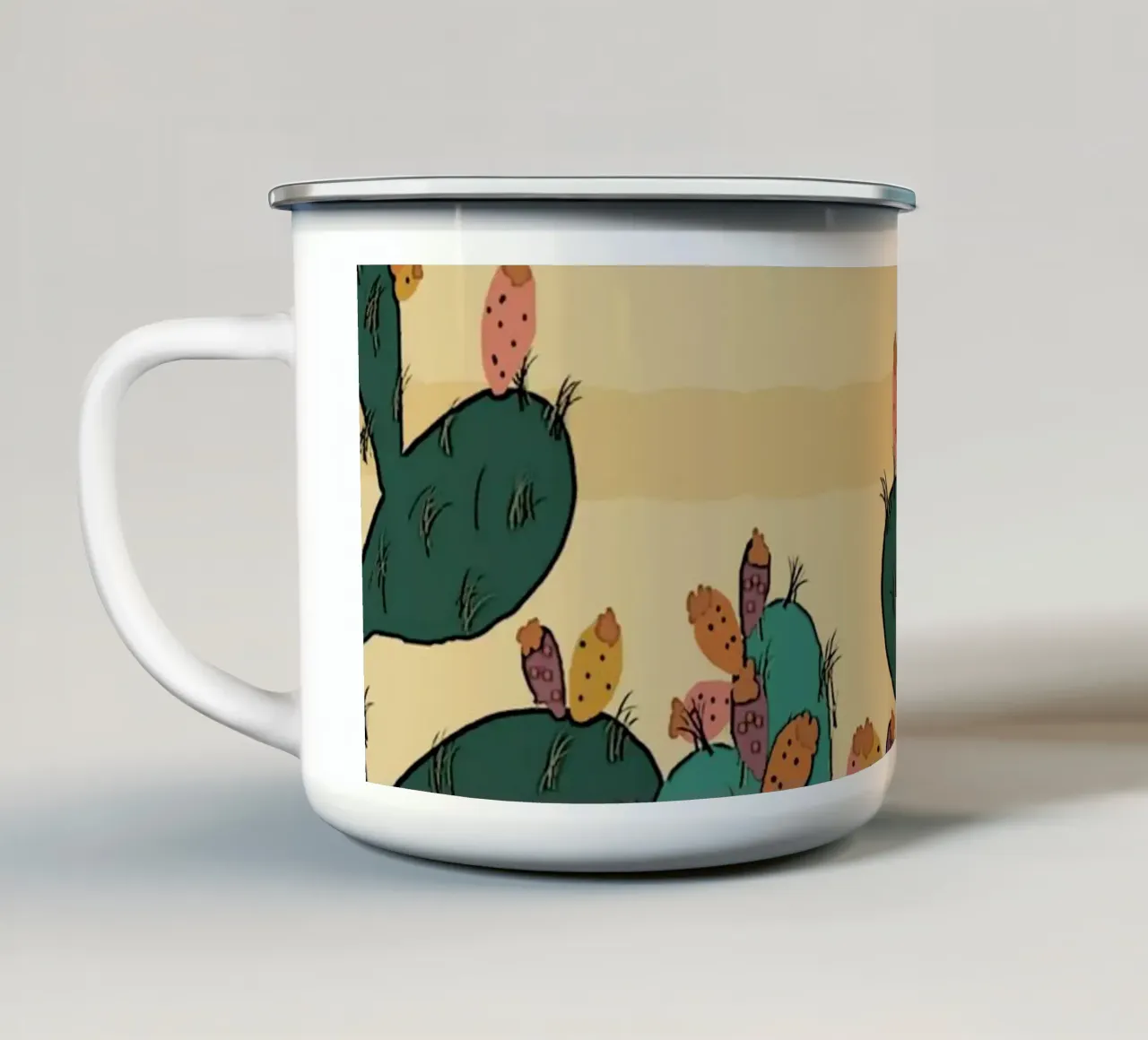 Opuntia ficus tazza in smalto da beamorello