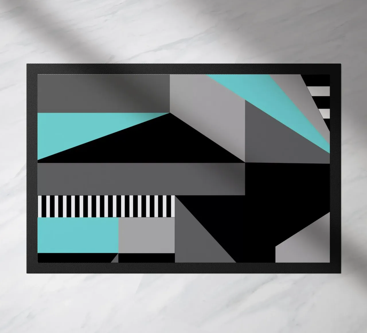 Striped Geometry doormat by Kim Hubball Studio