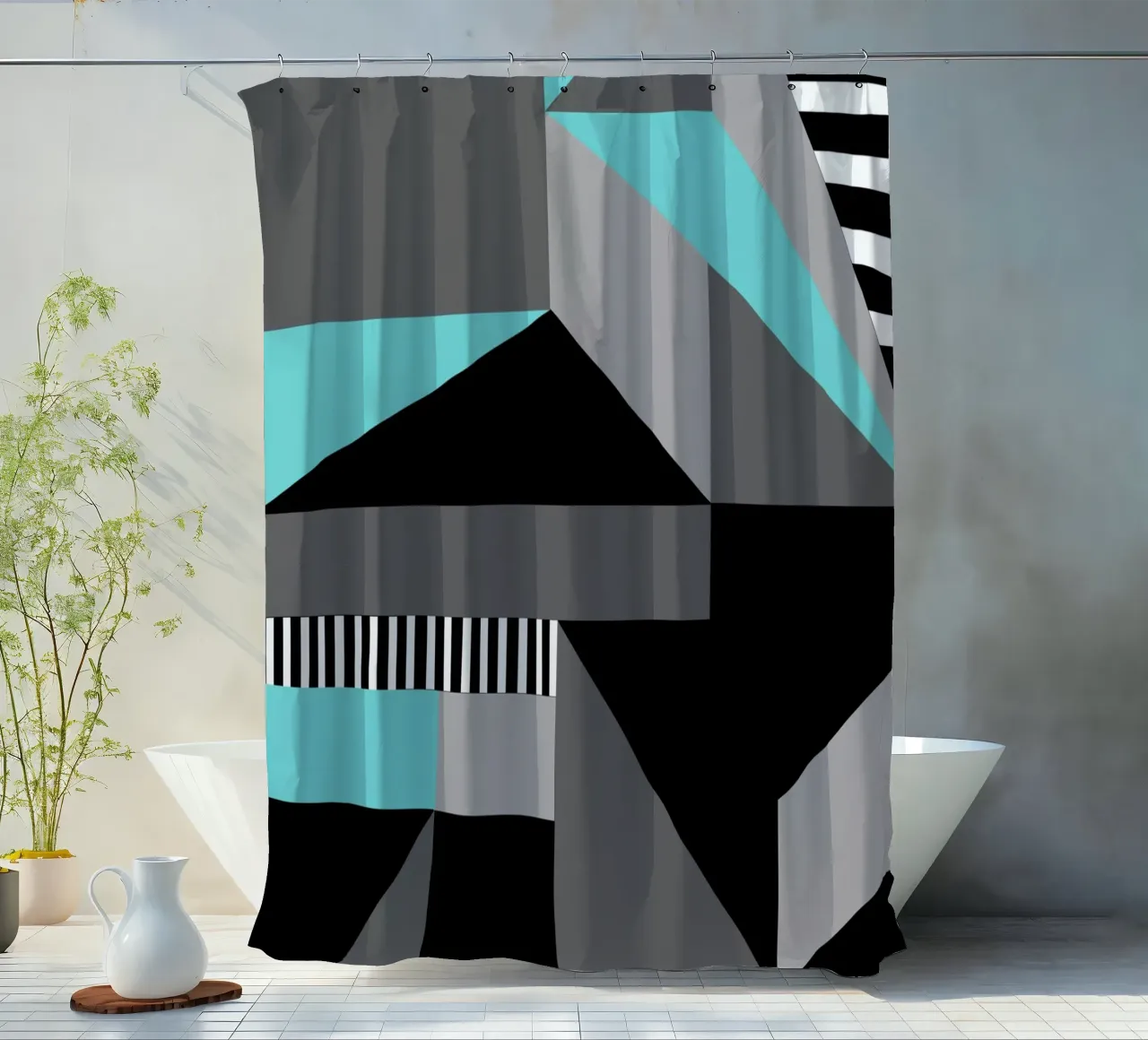Geometria a righe tenda da doccia da Kim Hubball Studio