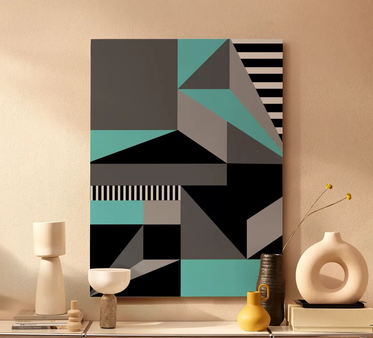 Geometria a righe alluminio dibond da Kim Hubball Studio