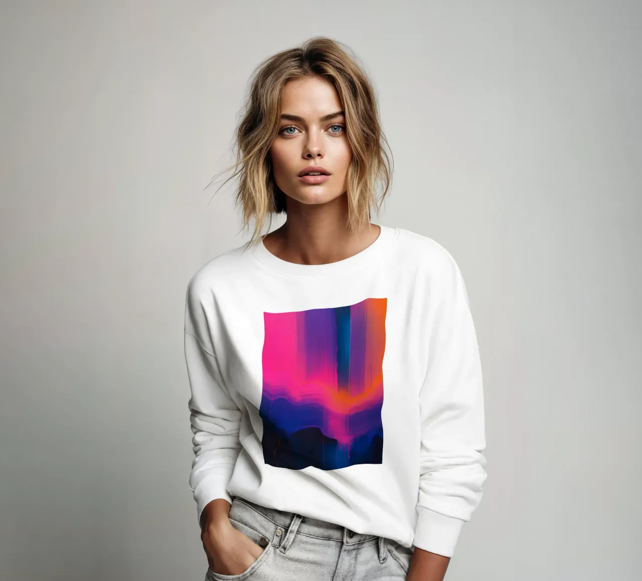 Pittura astratta con striature verticali di rosa viola blu felpa da DesignDoodle