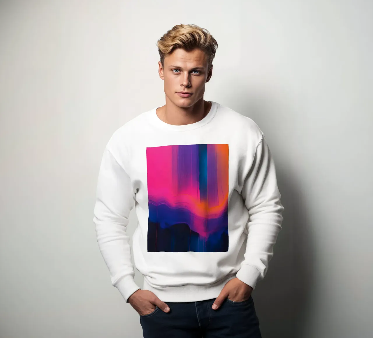 Pittura astratta con striature verticali di rosa viola blu felpa da DesignDoodle