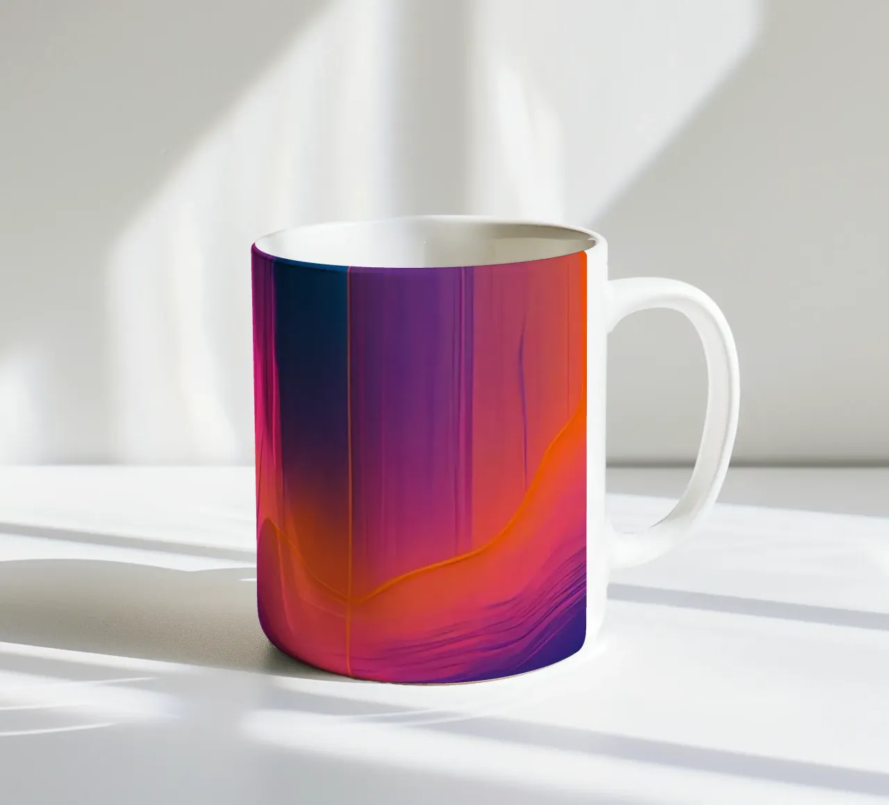 Pittura astratta con striature verticali di rosa viola blu tazza in ceramica da DesignDoodle