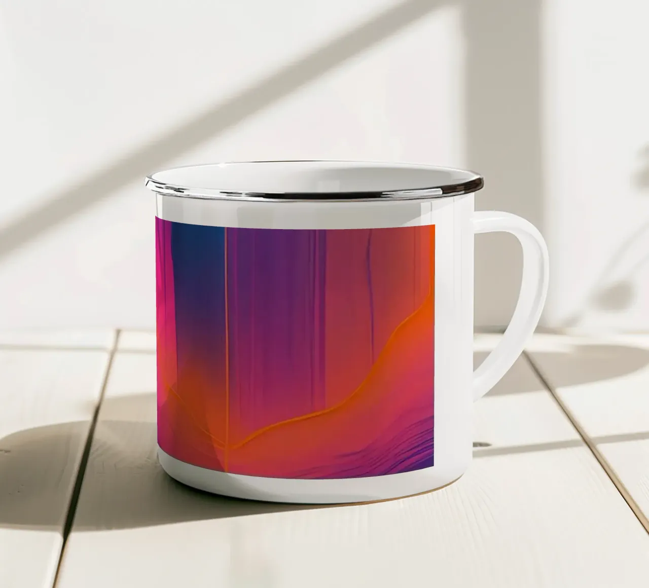 Pittura astratta con striature verticali di rosa viola blu tazza in smalto da DesignDoodle