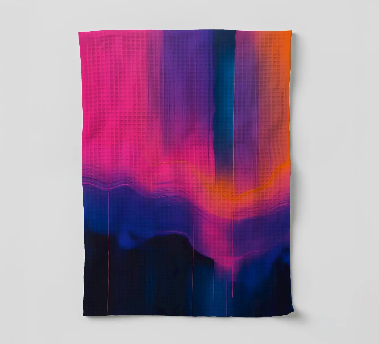 Peinture abstraite avec des traînées verticales de rose violet bleu torchon de DesignDoodle
