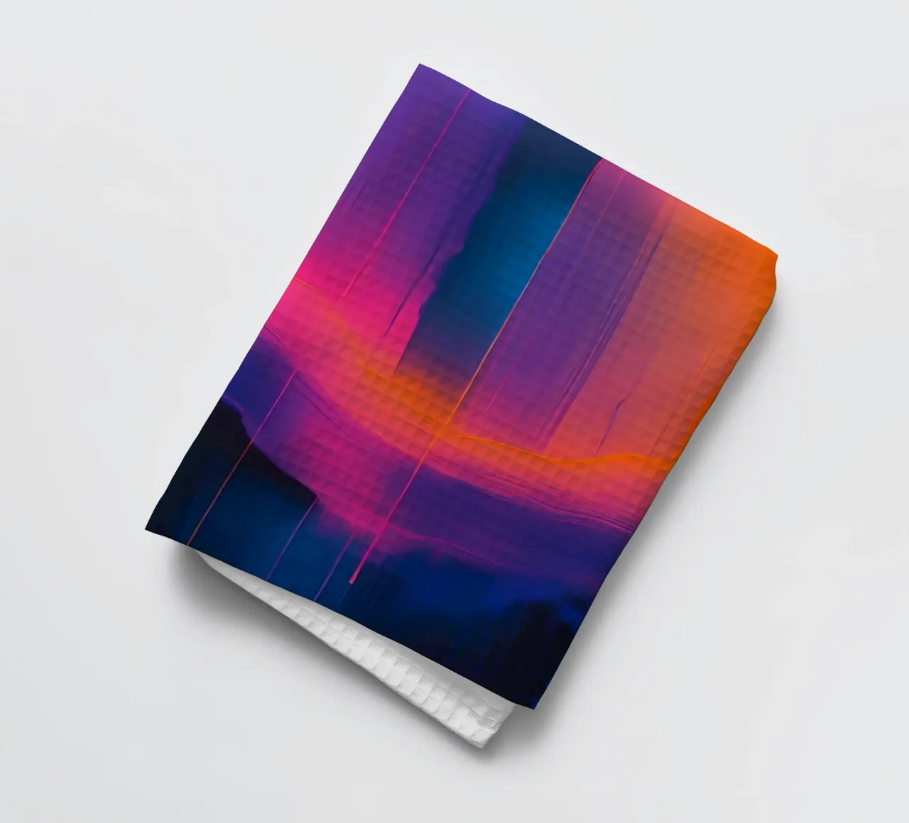Peinture abstraite avec des traînées verticales de rose violet bleu torchon de DesignDoodle