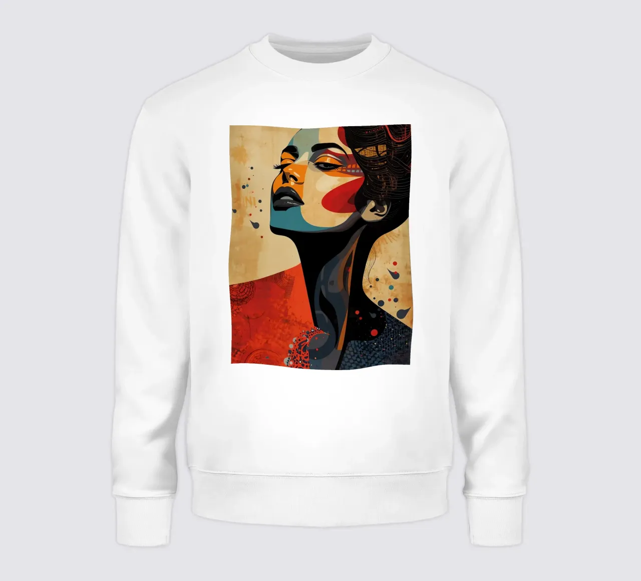 Abstraktes Porträt einer Frau mit auffälligem Make-up Sweatshirt von DesignDoodle