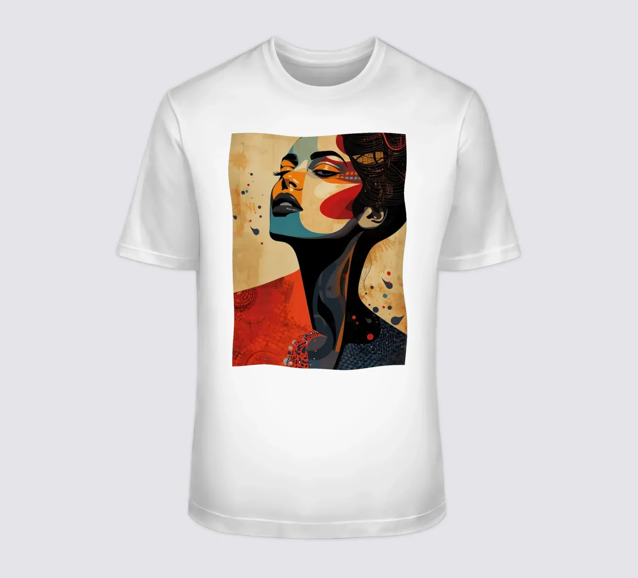 Abstraktes Porträt einer Frau mit auffälligem Make-up T-Shirt von DesignDoodle