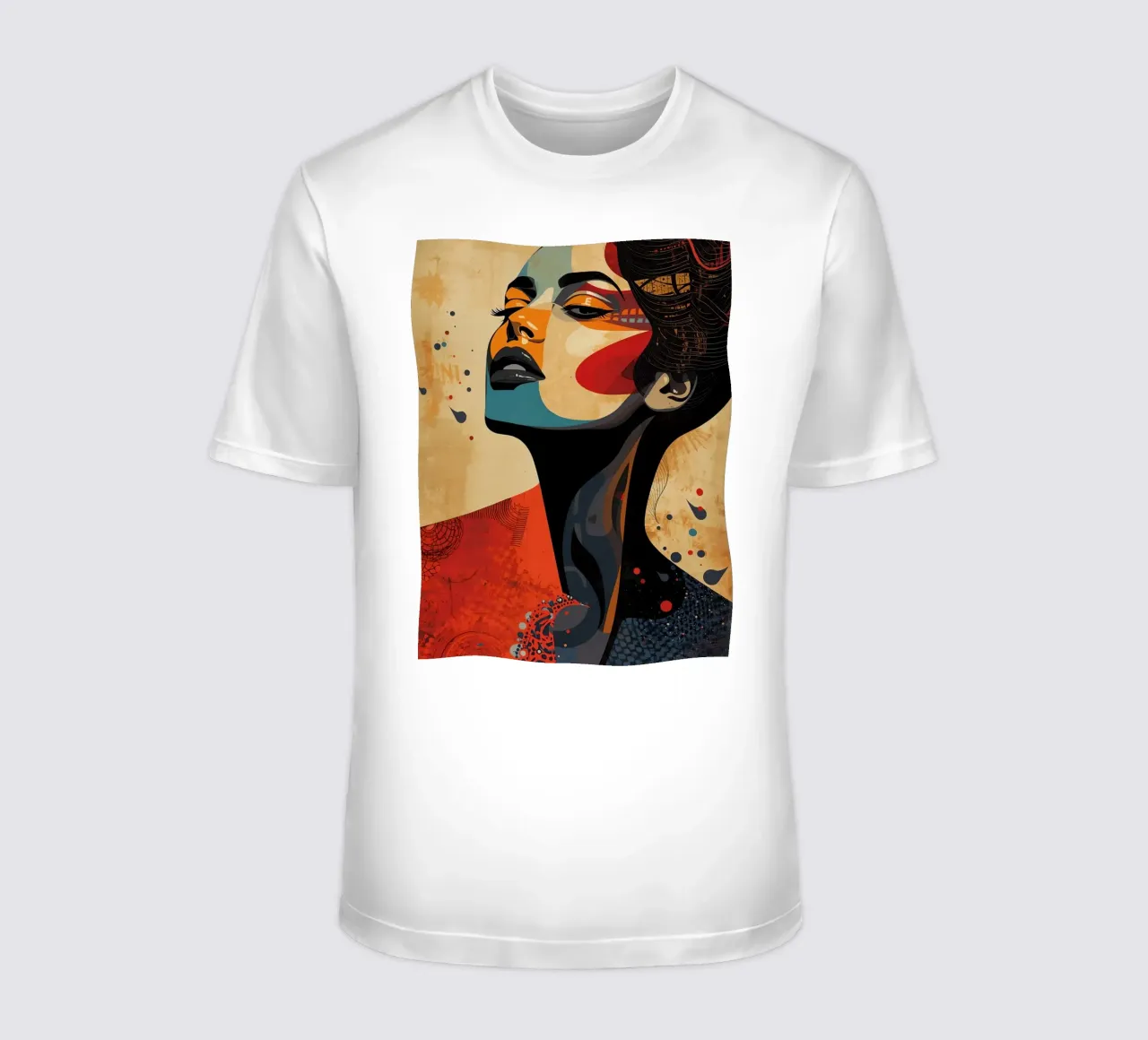 Abstraktes Porträt einer Frau mit auffälligem Make-up T-Shirt von DesignDoodle