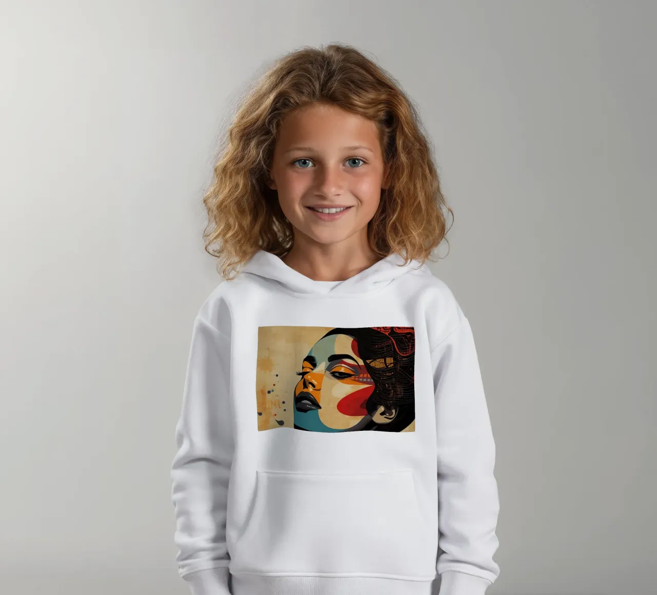 Ritratto astratto di una donna con un trucco audace felpa bambino con cappuccio da DesignDoodle