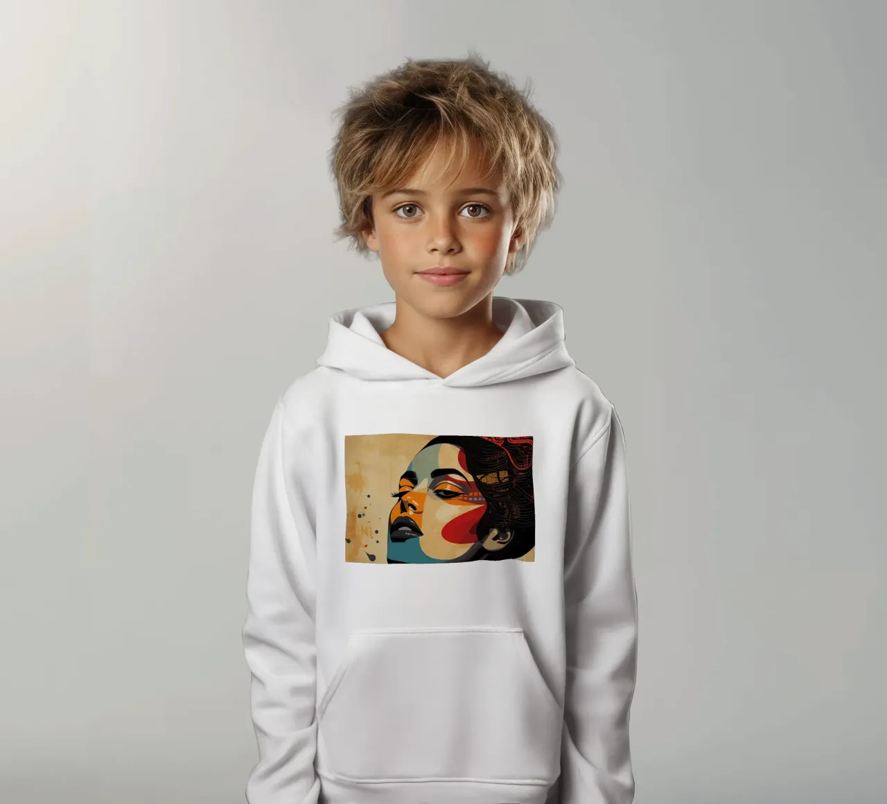Ritratto astratto di una donna con un trucco audace felpa bambino con cappuccio da DesignDoodle