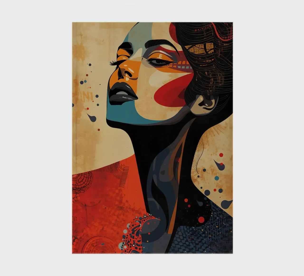 Ritratto astratto di una donna con un trucco audace diario da DesignDoodle