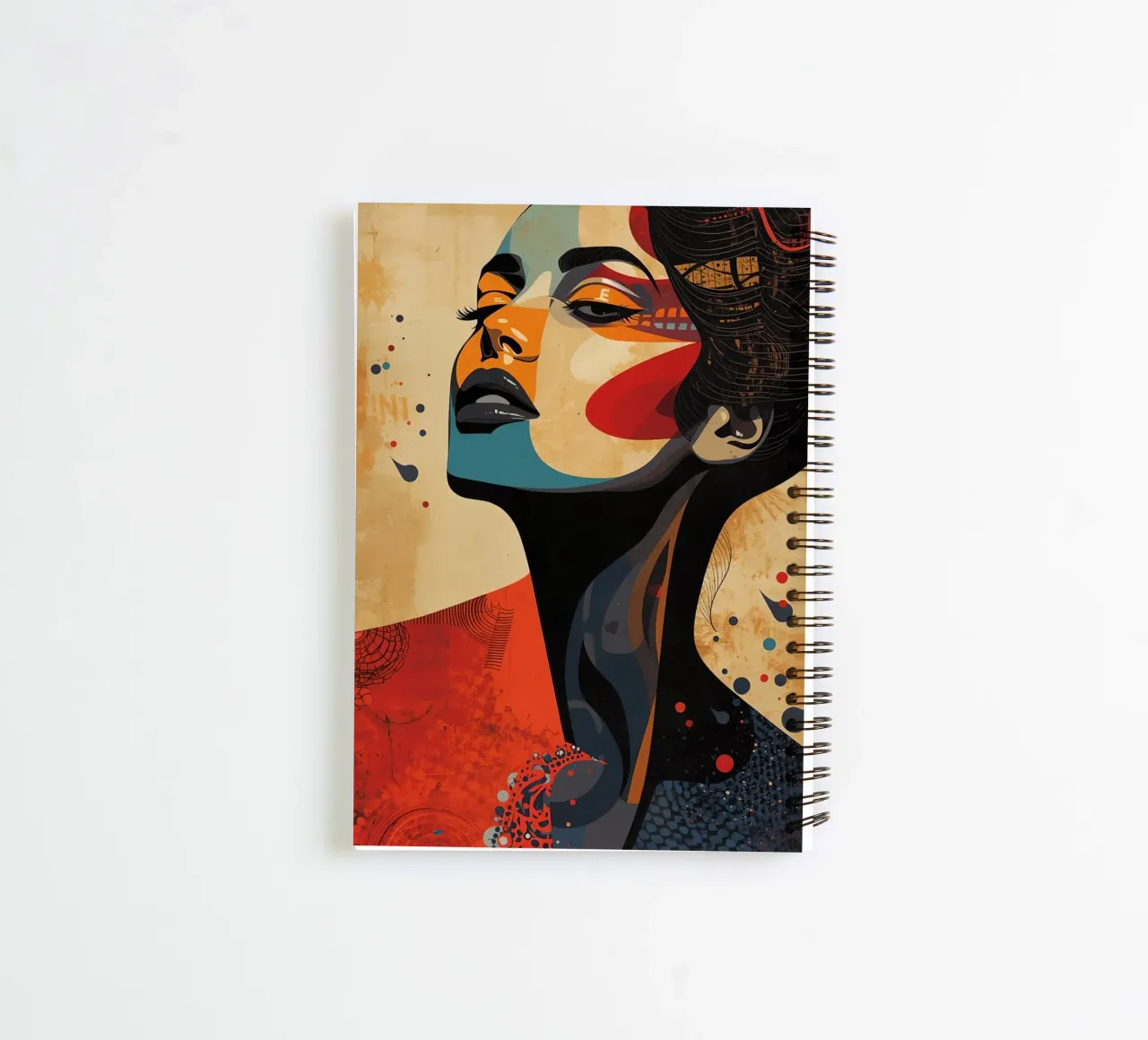 Abstraktes Porträt einer Frau mit auffälligem Make-up Ringbuch von DesignDoodle