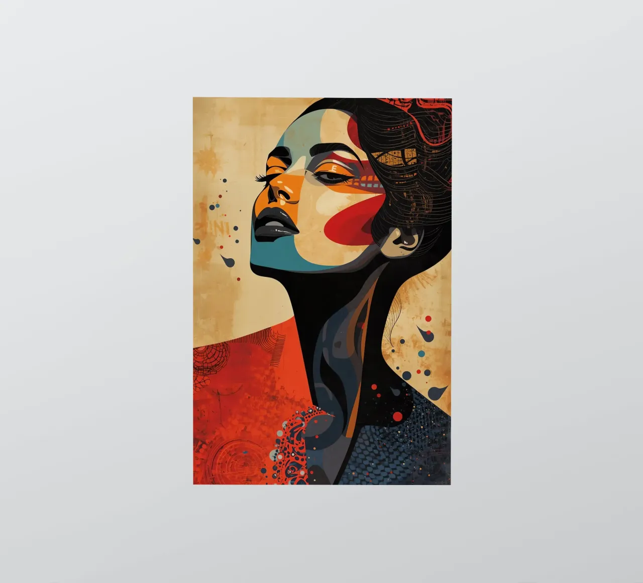 Abstraktes Porträt einer Frau mit auffälligem Make-up Sticker von DesignDoodle