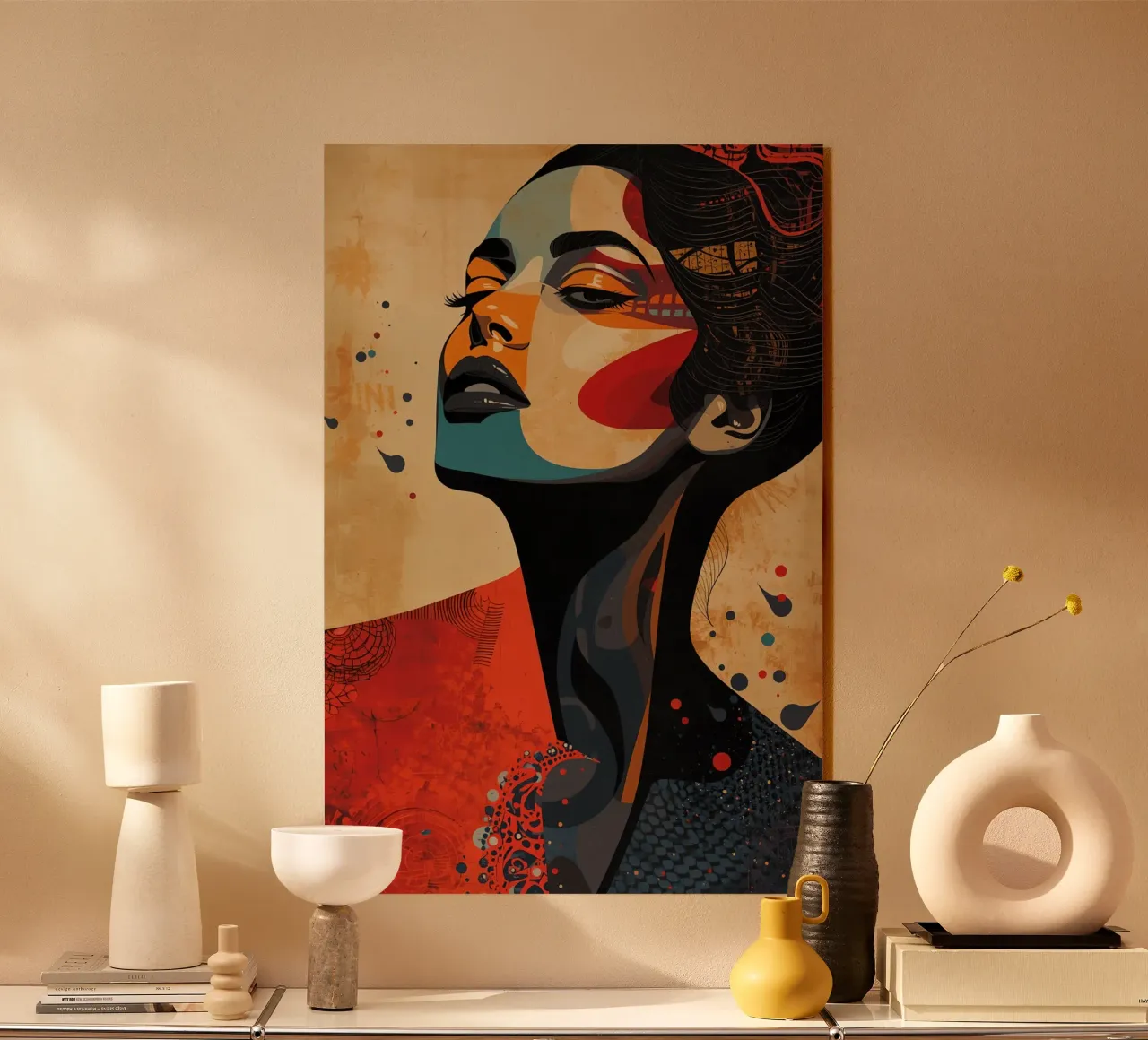Retrato abstracto de mujer con maquillaje atrevido metacrilato de DesignDoodle