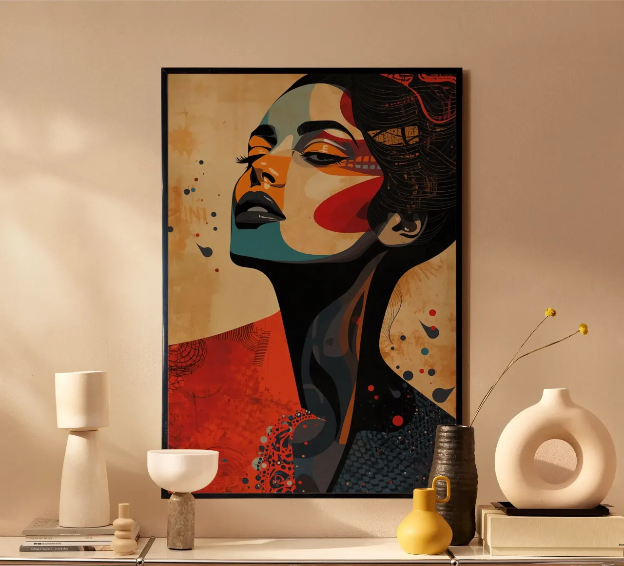 Abstraktes Porträt einer Frau mit auffälligem Make-up Hahnemühle von DesignDoodle