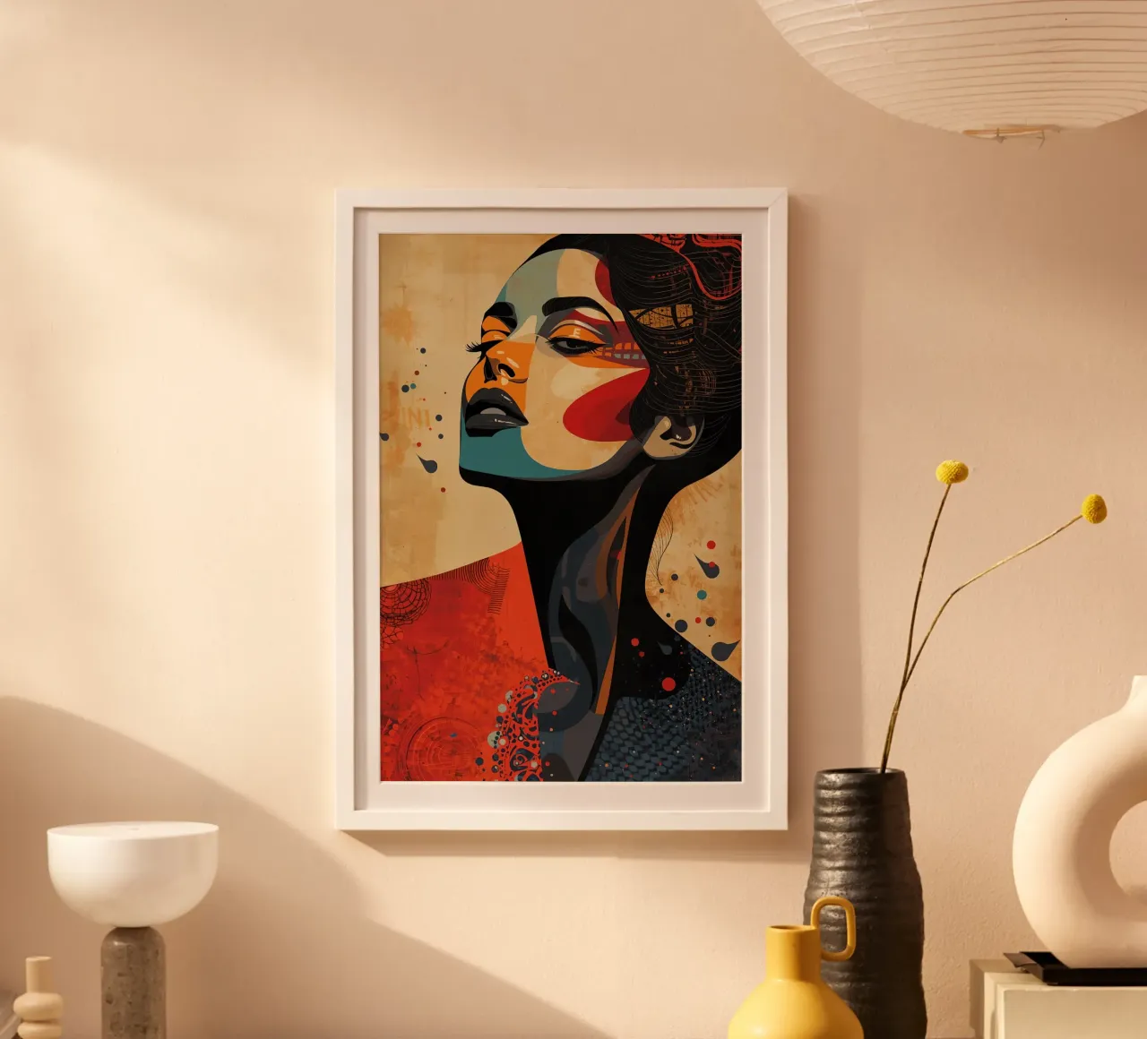 Abstraktes Porträt einer Frau mit auffälligem Make-up Hahnemühle von DesignDoodle