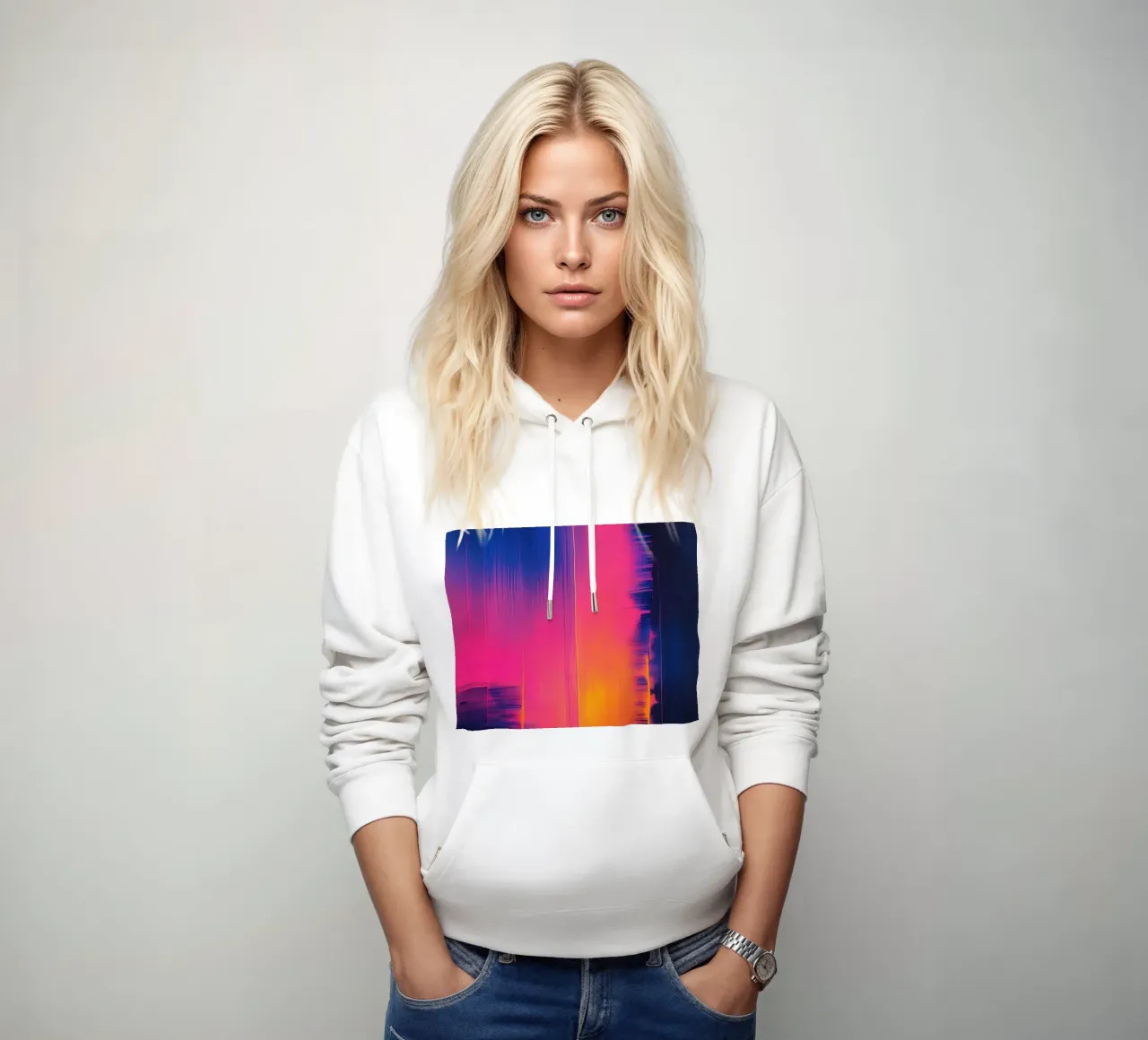 Rayas abstractas de Pinkesh con distorsión digital sudadera con capucha de DesignDoodle