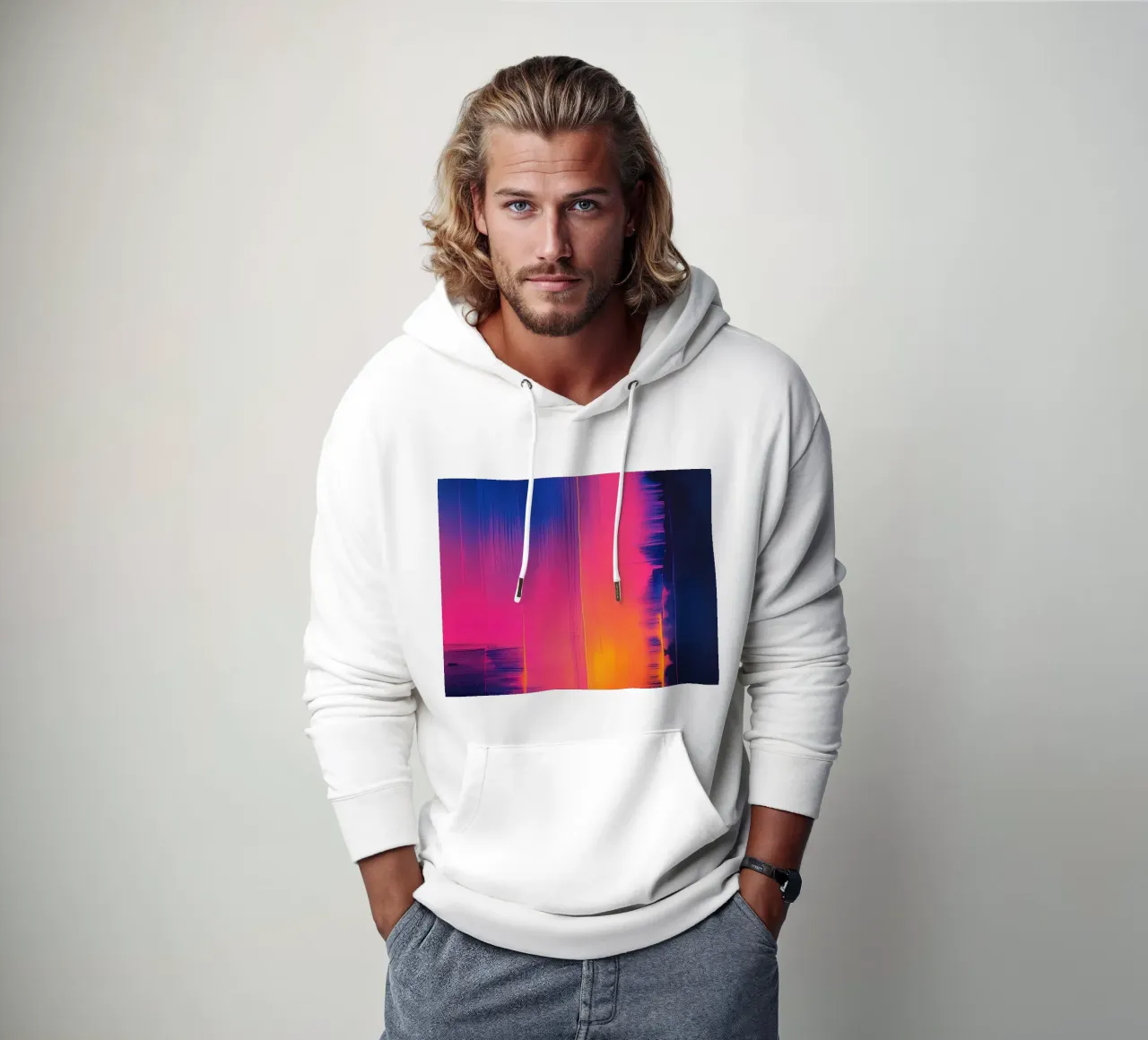 Rayas abstractas de Pinkesh con distorsión digital sudadera con capucha de DesignDoodle