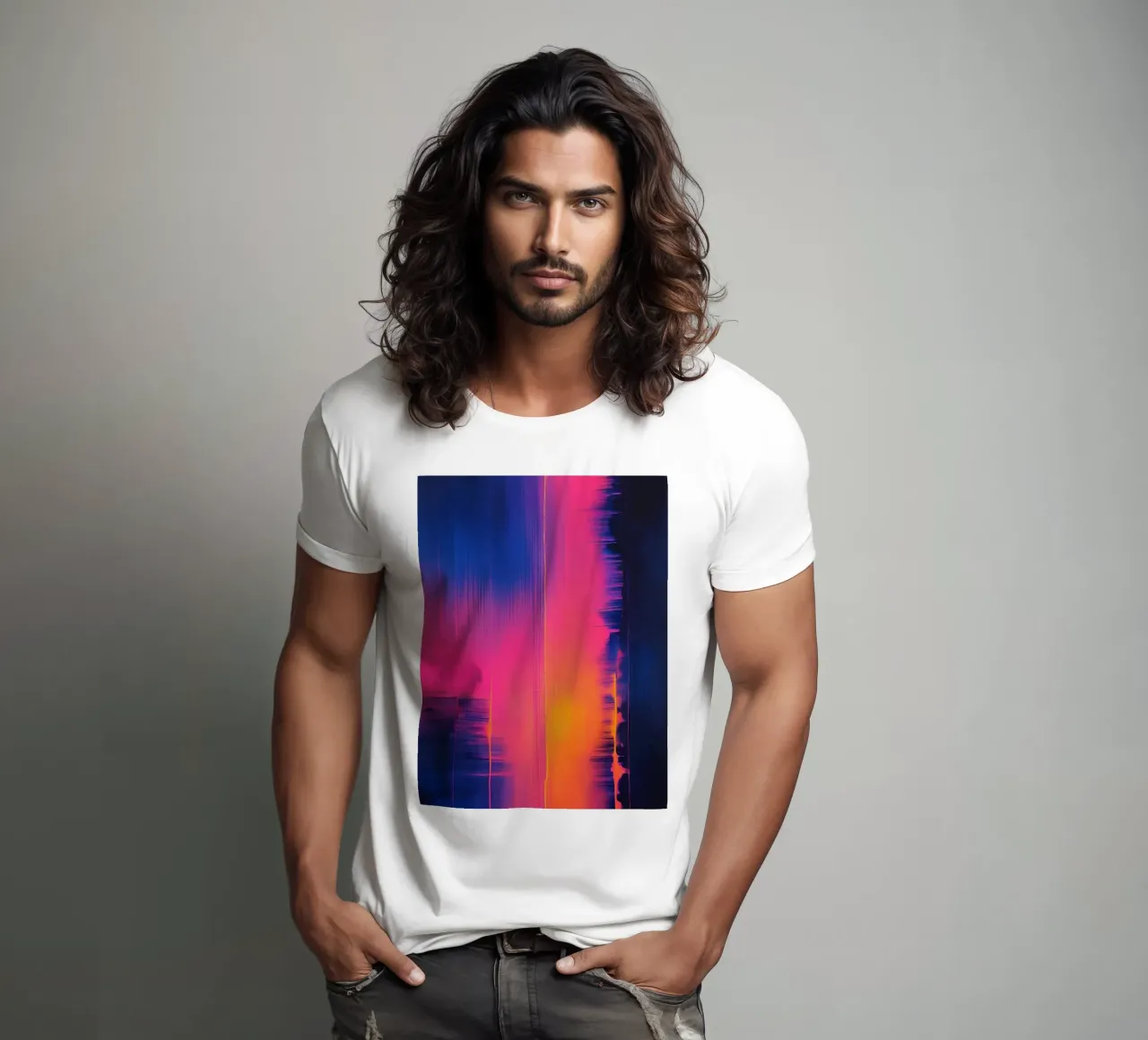 Strisce astratte Pinkesh con distorsione digitale t-shirt da DesignDoodle