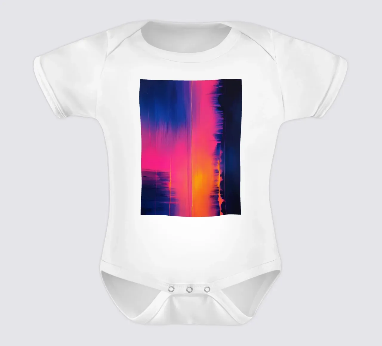 Strisce astratte Pinkesh con distorsione digitale body neonato maniche corte da DesignDoodle