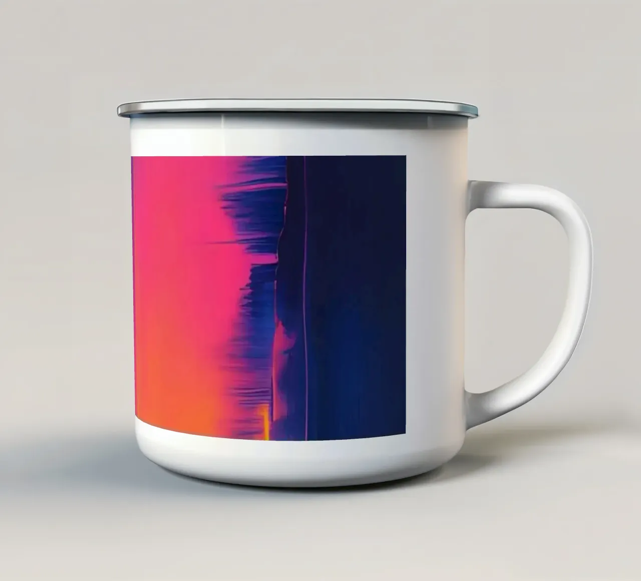 Strisce astratte Pinkesh con distorsione digitale tazza in smalto da DesignDoodle