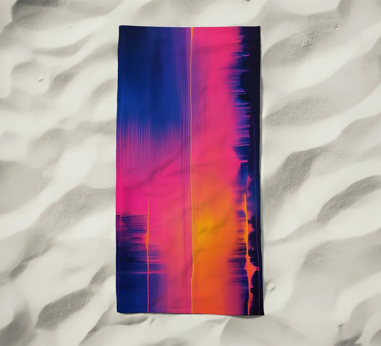 Strisce astratte Pinkesh con distorsione digitale telo mare da DesignDoodle