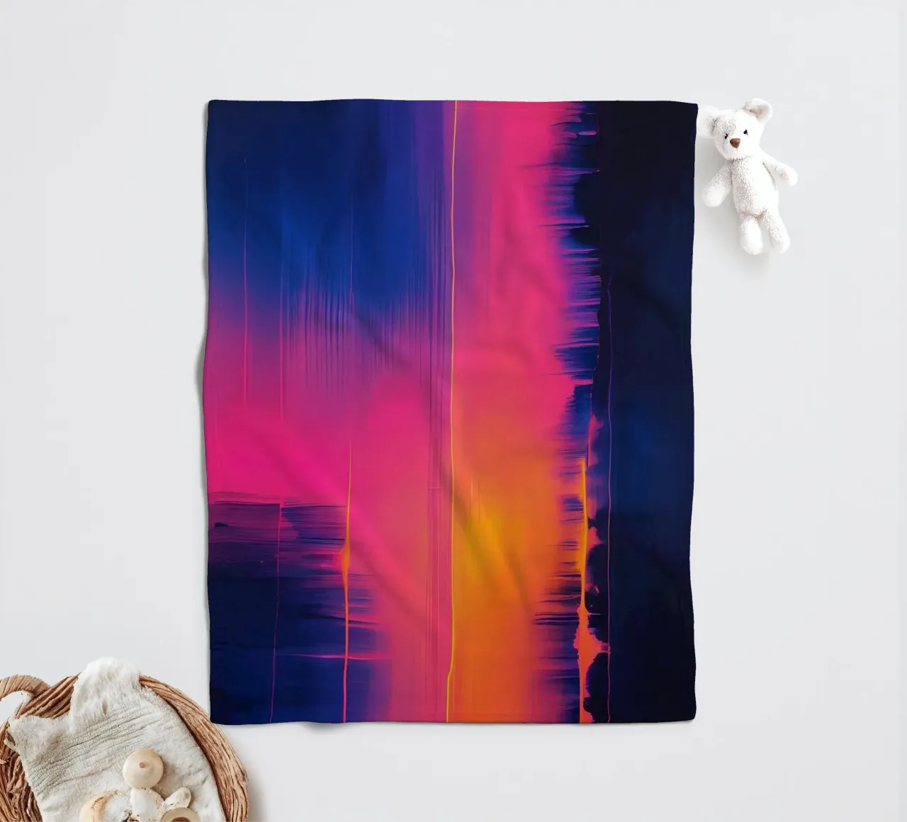Strisce astratte Pinkesh con distorsione digitale coperta in pile da DesignDoodle