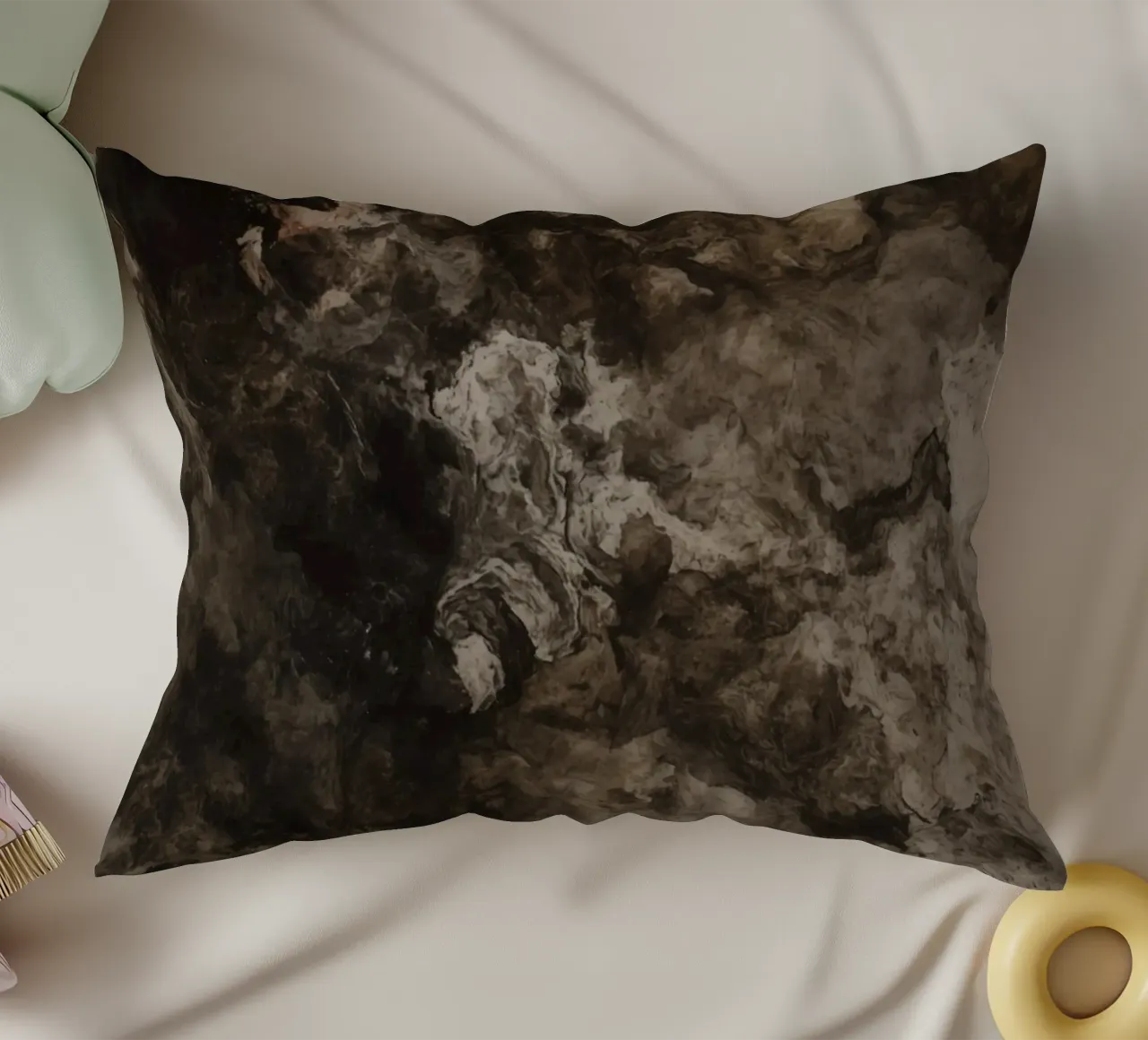 Abstract Swirling Textures with Rust Element decorative cushion by DesignDoodle