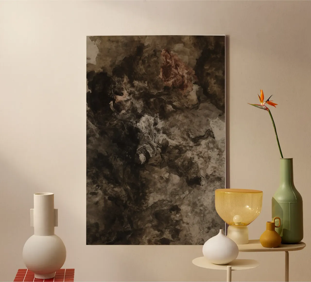 Abstrakte wirbelnde Texturen mit Rust Element Leinwand von DesignDoodle