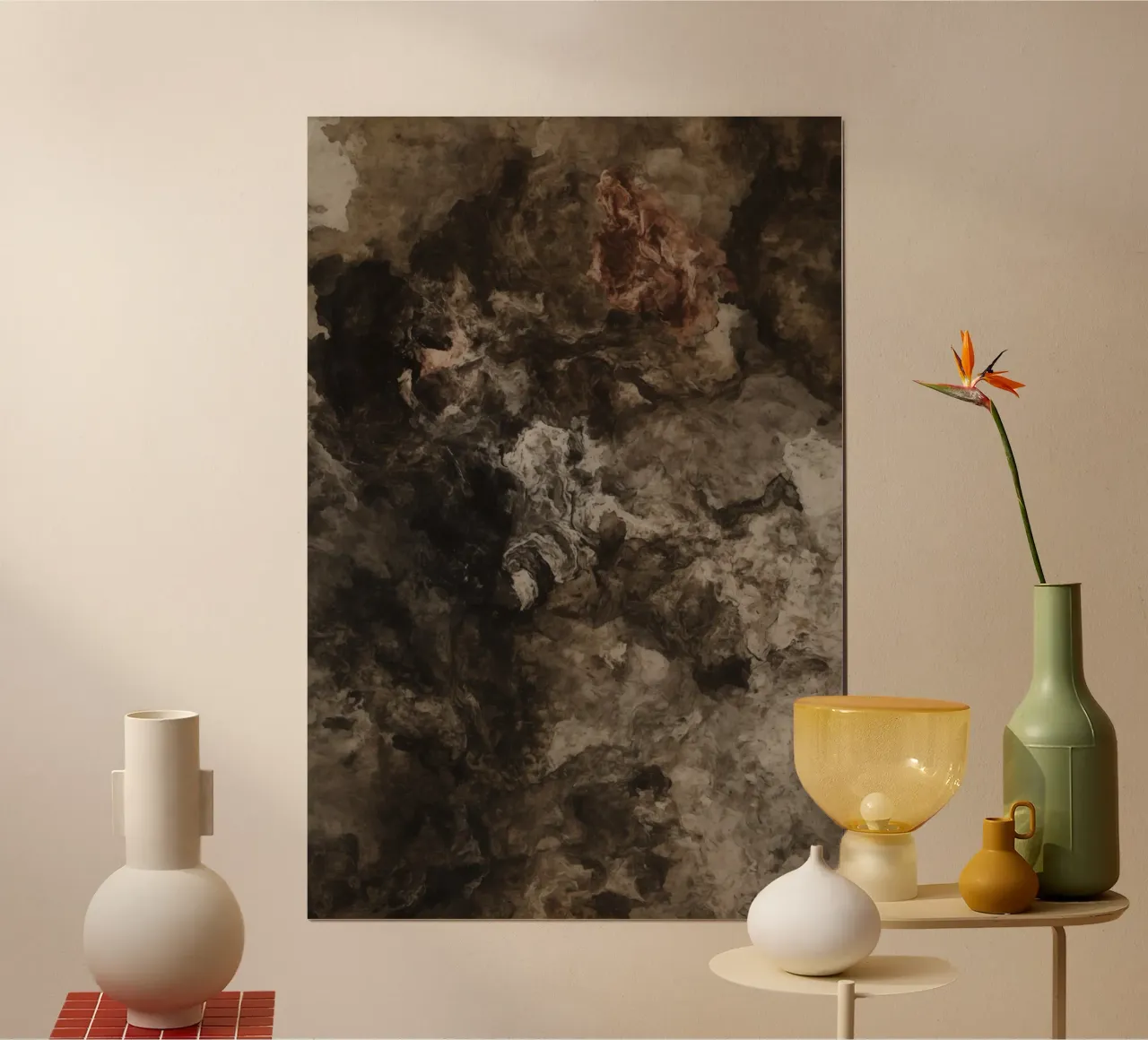 Abstrakte wirbelnde Texturen mit Rust Element Poster von DesignDoodle