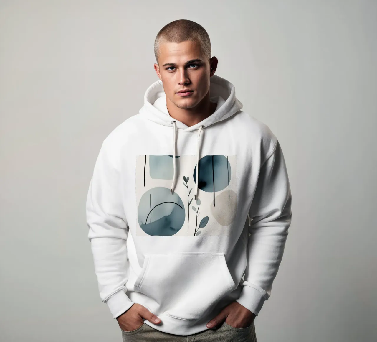 Forme astratte ad acquerello ed elementi botanici felpa con cappuccio da DesignDoodle