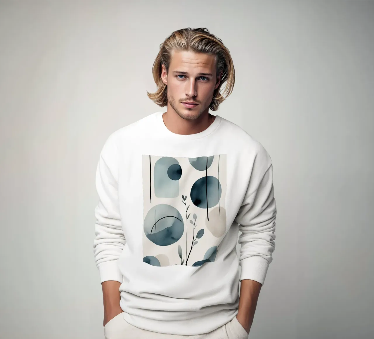 Formas abstractas de acuarela y elementos botánicos sudadera de DesignDoodle