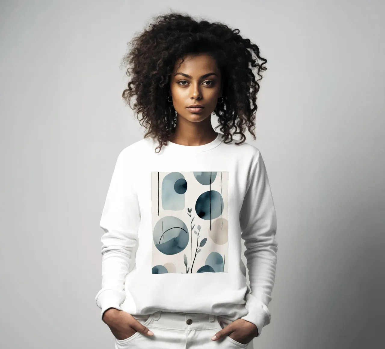 Formas abstractas de acuarela y elementos botánicos sudadera de DesignDoodle