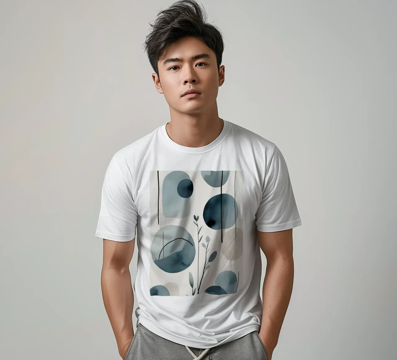 Forme astratte ad acquerello ed elementi botanici t-shirt da DesignDoodle
