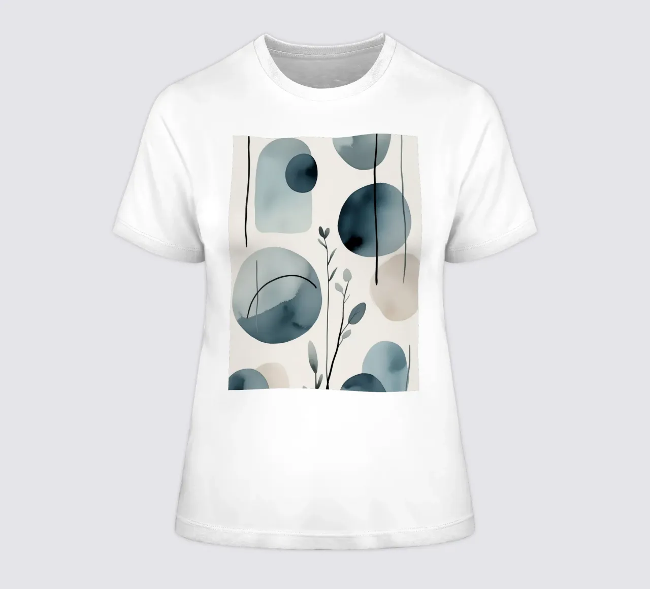 Forme astratte ad acquerello ed elementi botanici t-shirt da donna da DesignDoodle