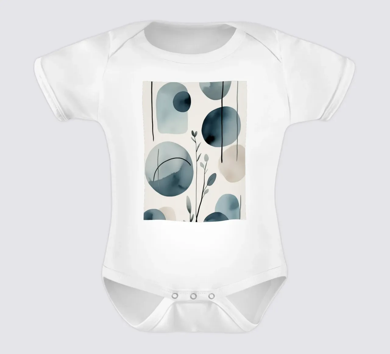 Abstract Watercolor Shapes and Botanical Elements short-sleeve baby romper by DesignDoodle