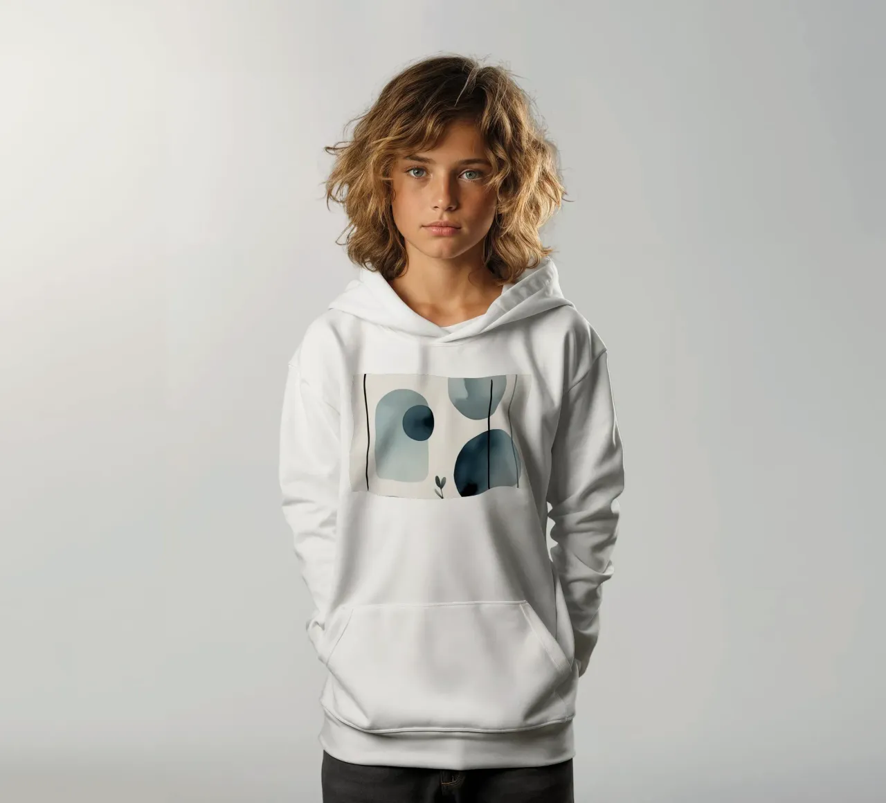 Forme astratte ad acquerello ed elementi botanici felpa bambino con cappuccio da DesignDoodle