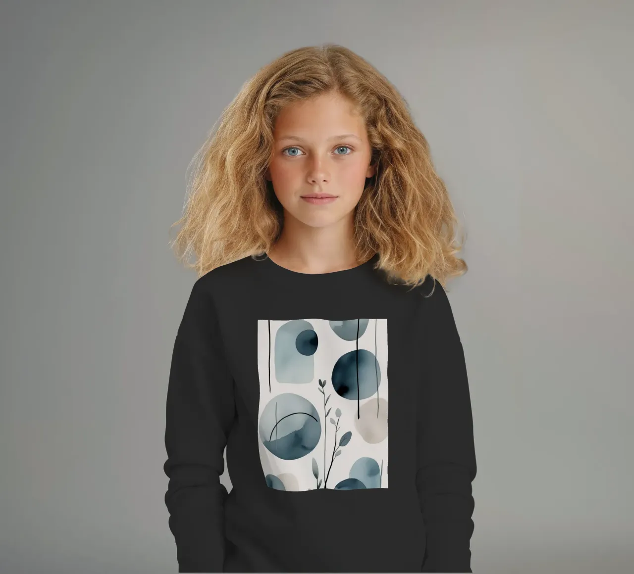 Forme astratte ad acquerello ed elementi botanici felpa bambino da DesignDoodle