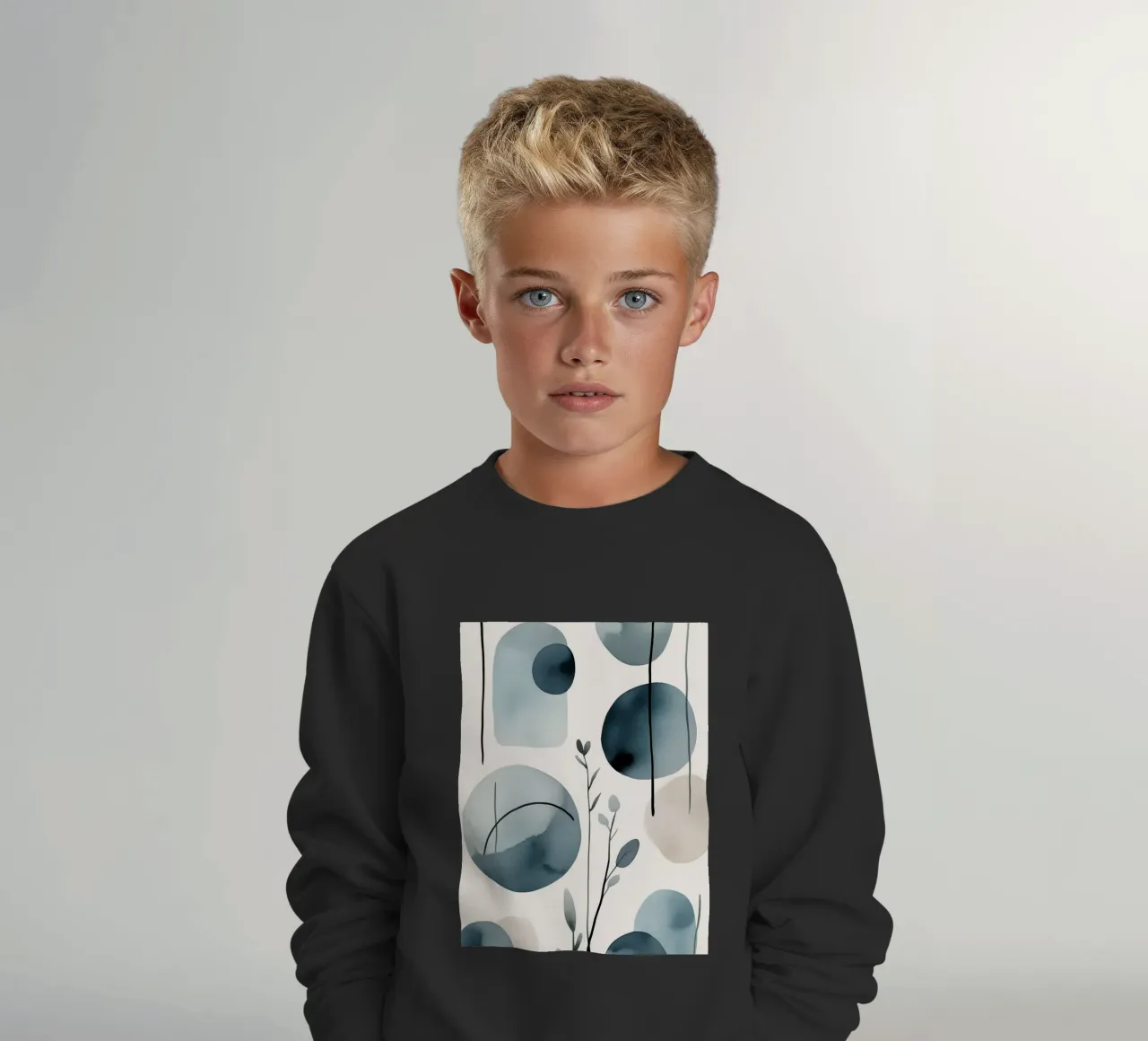 Forme astratte ad acquerello ed elementi botanici felpa bambino da DesignDoodle