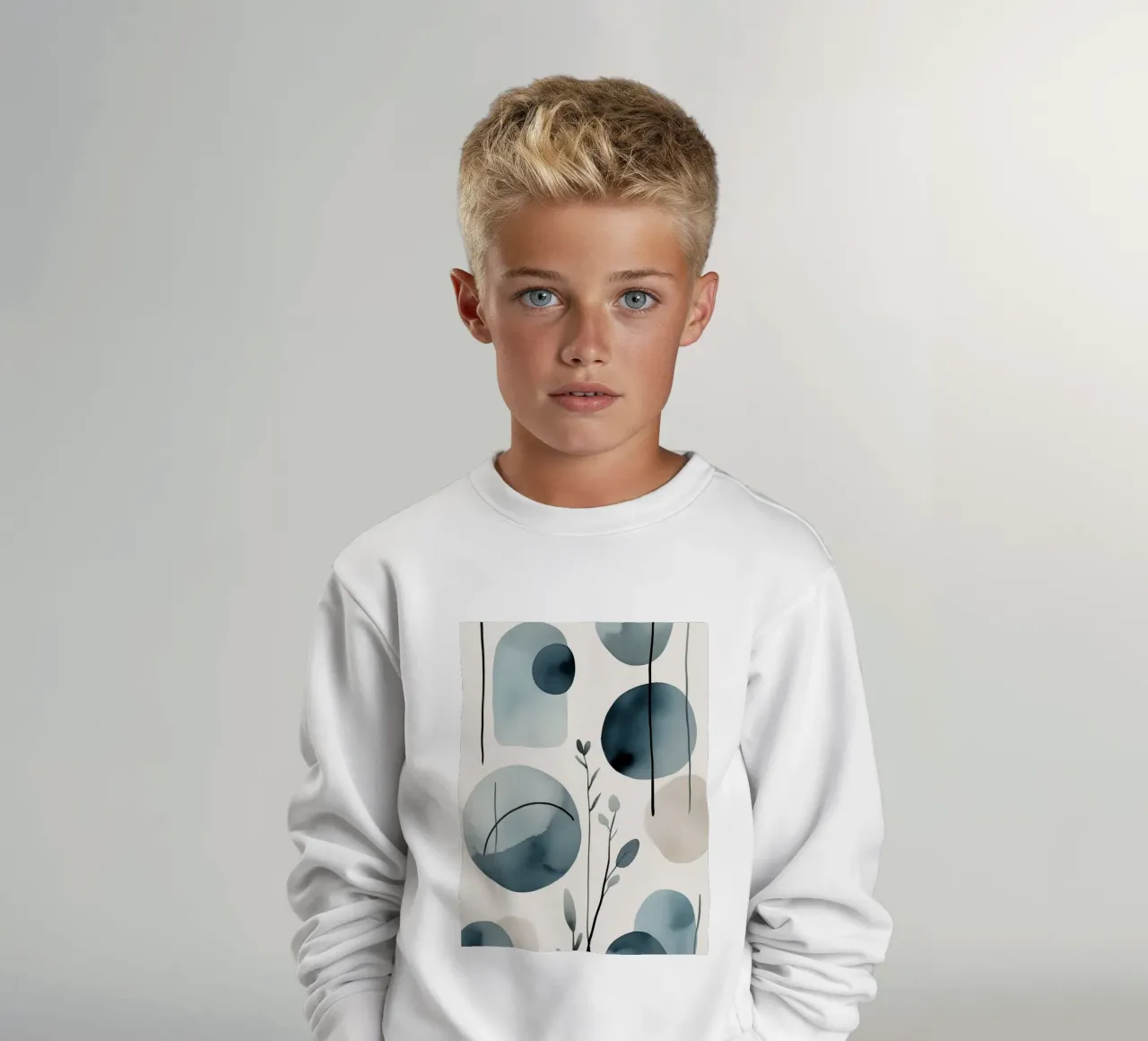 Formas abstractas de acuarela y elementos botánicos sudadera para niño de DesignDoodle