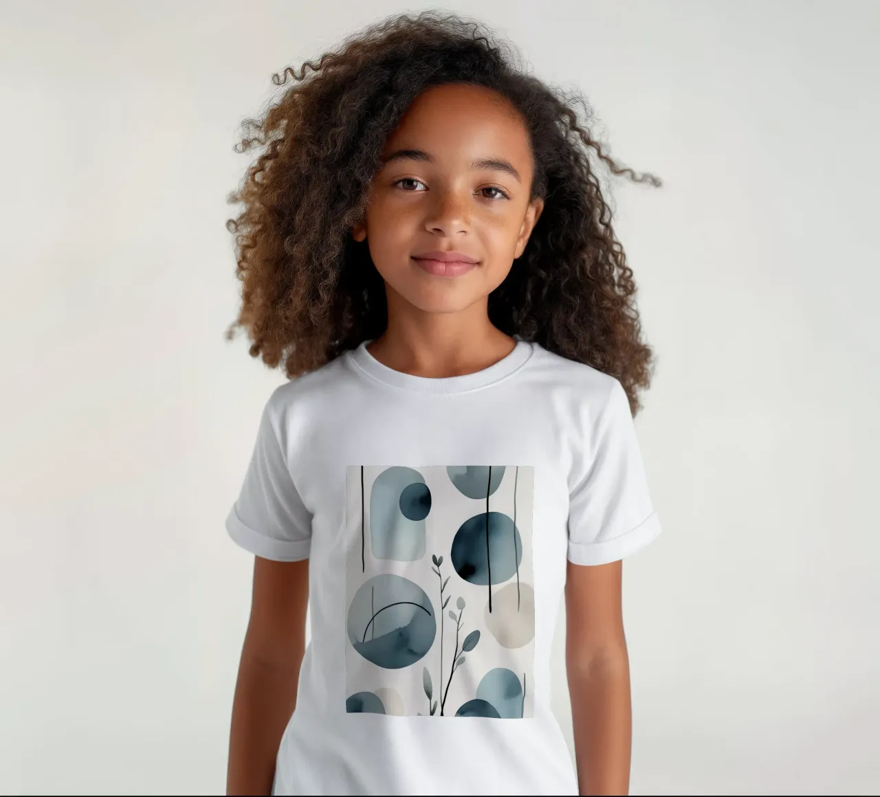 Forme astratte ad acquerello ed elementi botanici t-shirt bambini da DesignDoodle