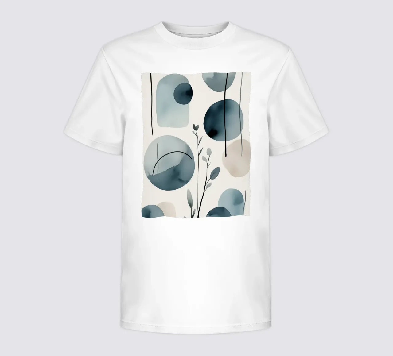 Forme astratte ad acquerello ed elementi botanici t-shirt bambini da DesignDoodle