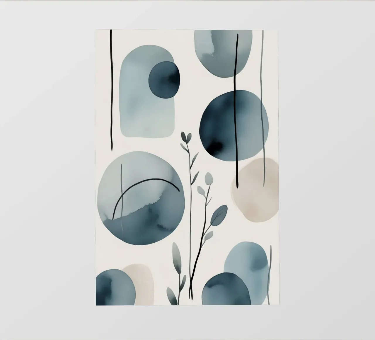 Forme astratte ad acquerello ed elementi botanici telo in pvc da DesignDoodle