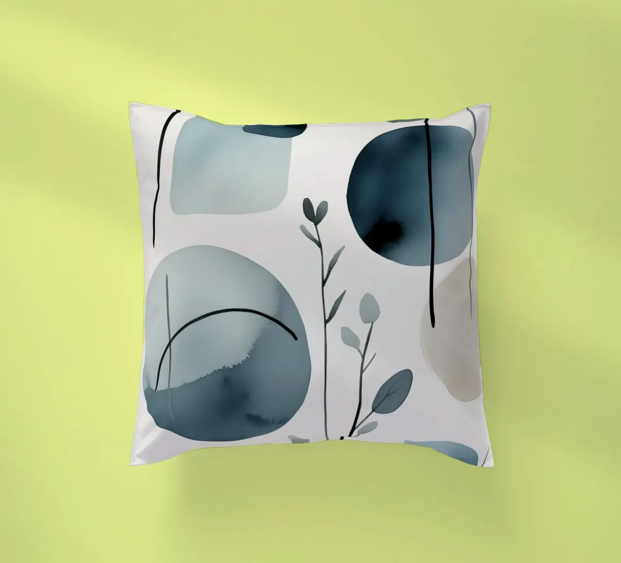 Forme astratte ad acquerello ed elementi botanici cuscino da DesignDoodle