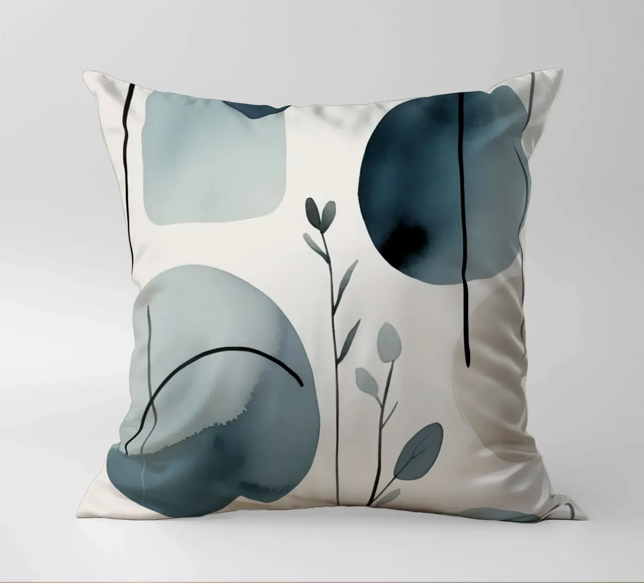 Forme astratte ad acquerello ed elementi botanici cuscino da DesignDoodle