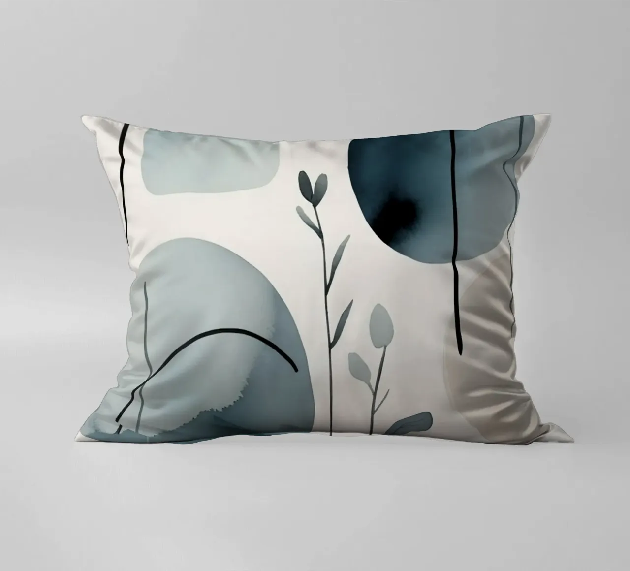 Forme astratte ad acquerello ed elementi botanici cuscino da DesignDoodle