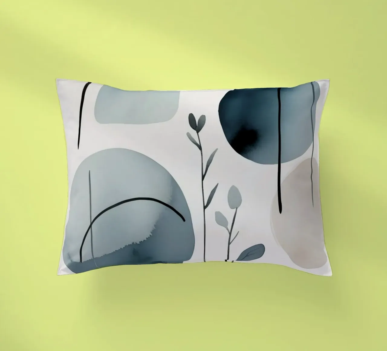 Forme astratte ad acquerello ed elementi botanici cuscino da DesignDoodle