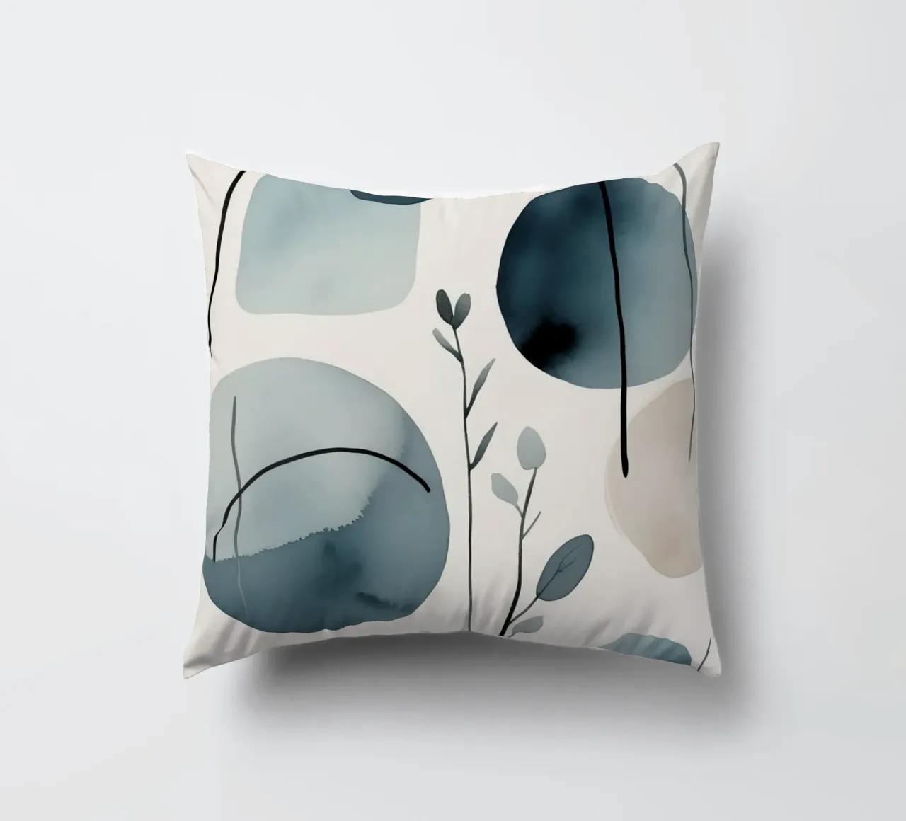 Forme astratte ad acquerello ed elementi botanici cuscino da DesignDoodle